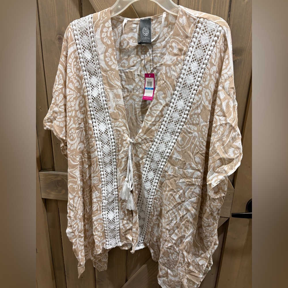 Vince Camuto Beige and White Boho Blouse